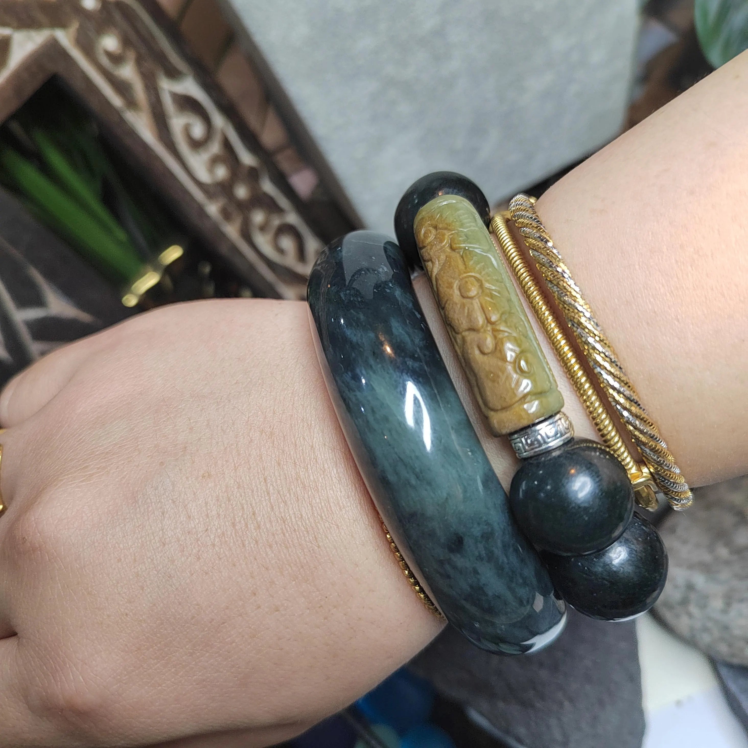 Certified Natural Xiuyan Jade Large Thick Collector’s Bangle | (60mm) SL176 SL Precious