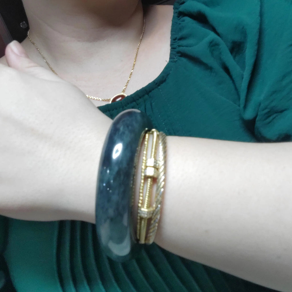 Certified Natural Xiuyan Jade Large Thick Collector’s Bangle | (60mm) SL176 SL Precious