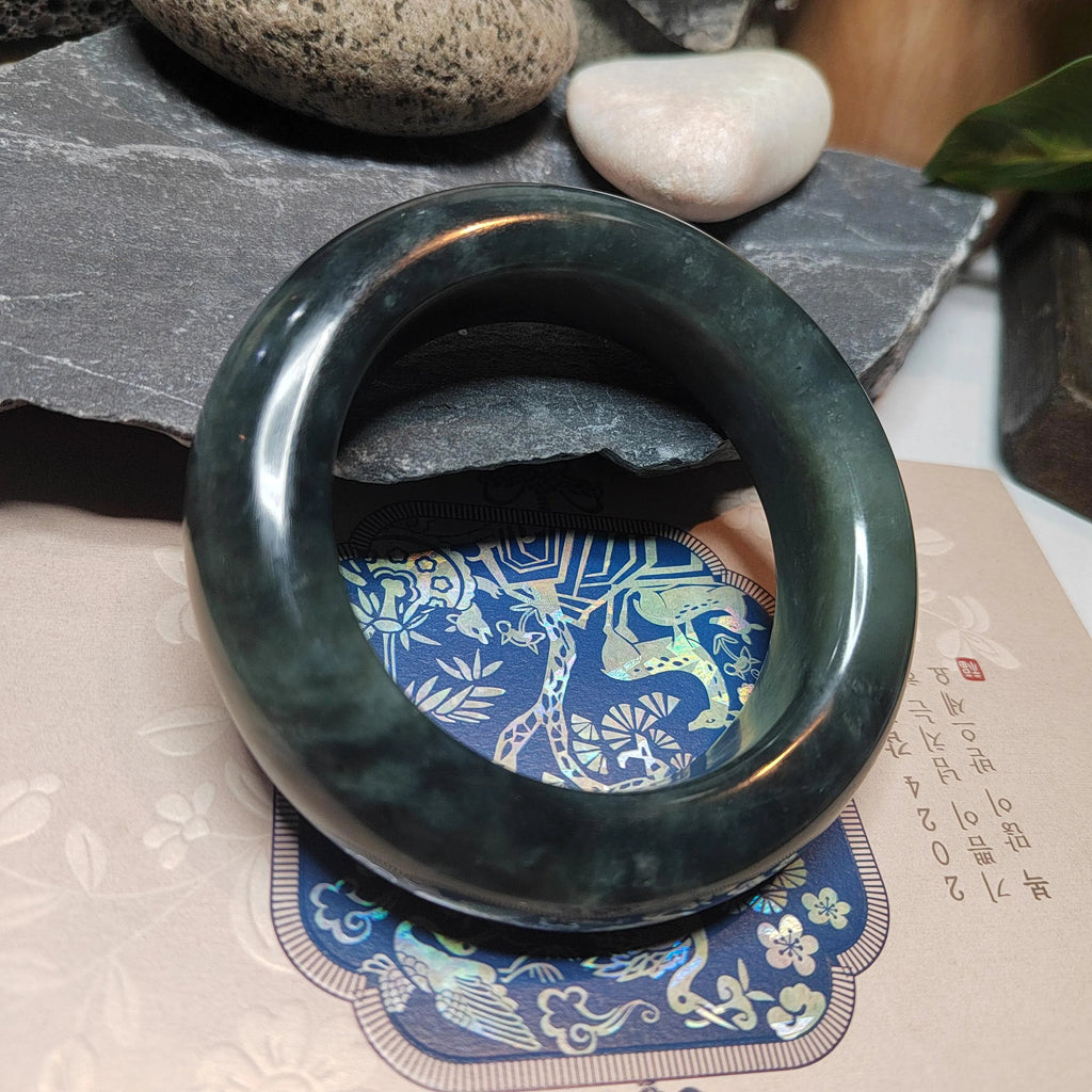 Certified Natural Xiuyan Jade Large Thick Collector’s Bangle | (60mm) SL176 SL Precious