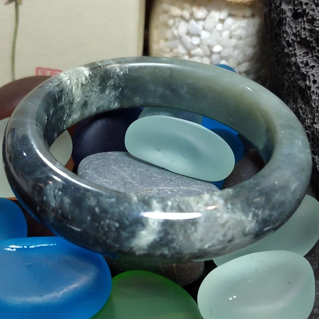 Certified Natural Medium Thick Xiuyan Jade Mistery Icy Blue Green Bangle | (61.8mm) SL178 SL Precious