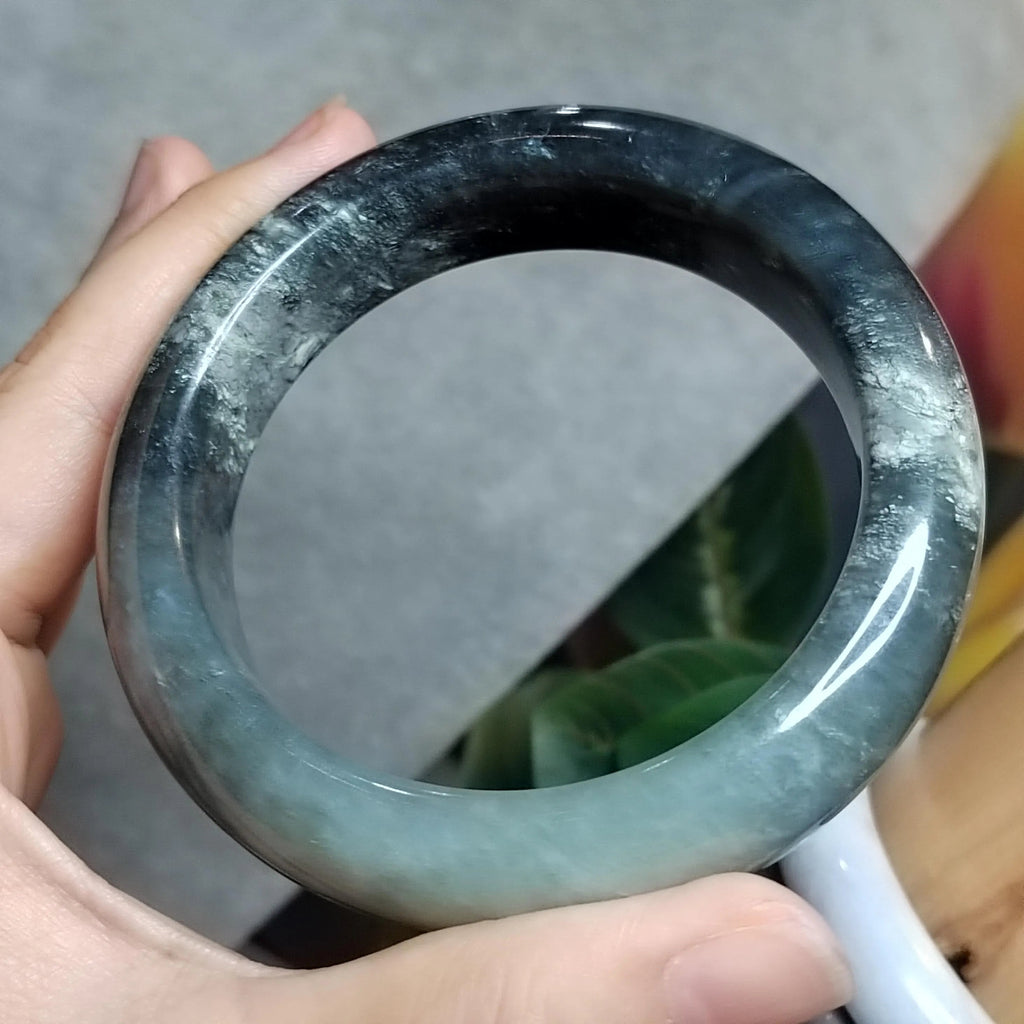Certified Natural Medium Thick Xiuyan Jade Mistery Icy Blue Green Bangle | (61.8mm) SL178 SL Precious