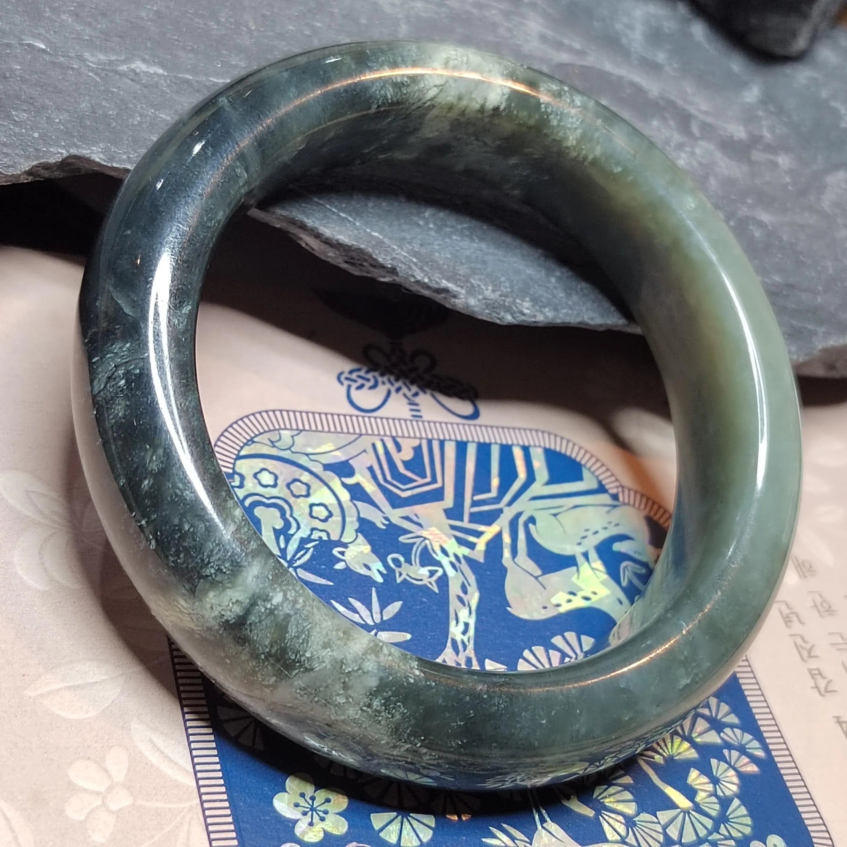 Certified Natural Medium Thick Xiuyan Jade Mistery Icy Blue Green Bangle | (61.8mm) SL178 SL Precious