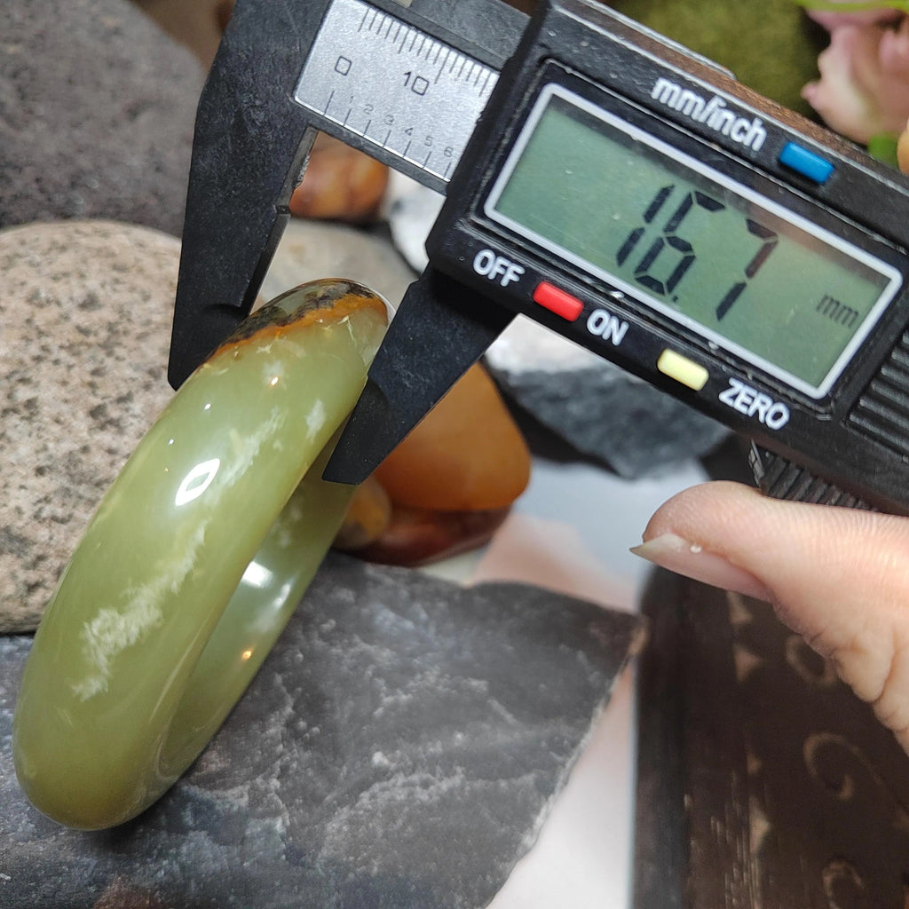 Certified Natural Xiuyan Jade Bangle | “Floating Flower & Natural Oil Painting Jade” 57.4mm SL551 SL Precious