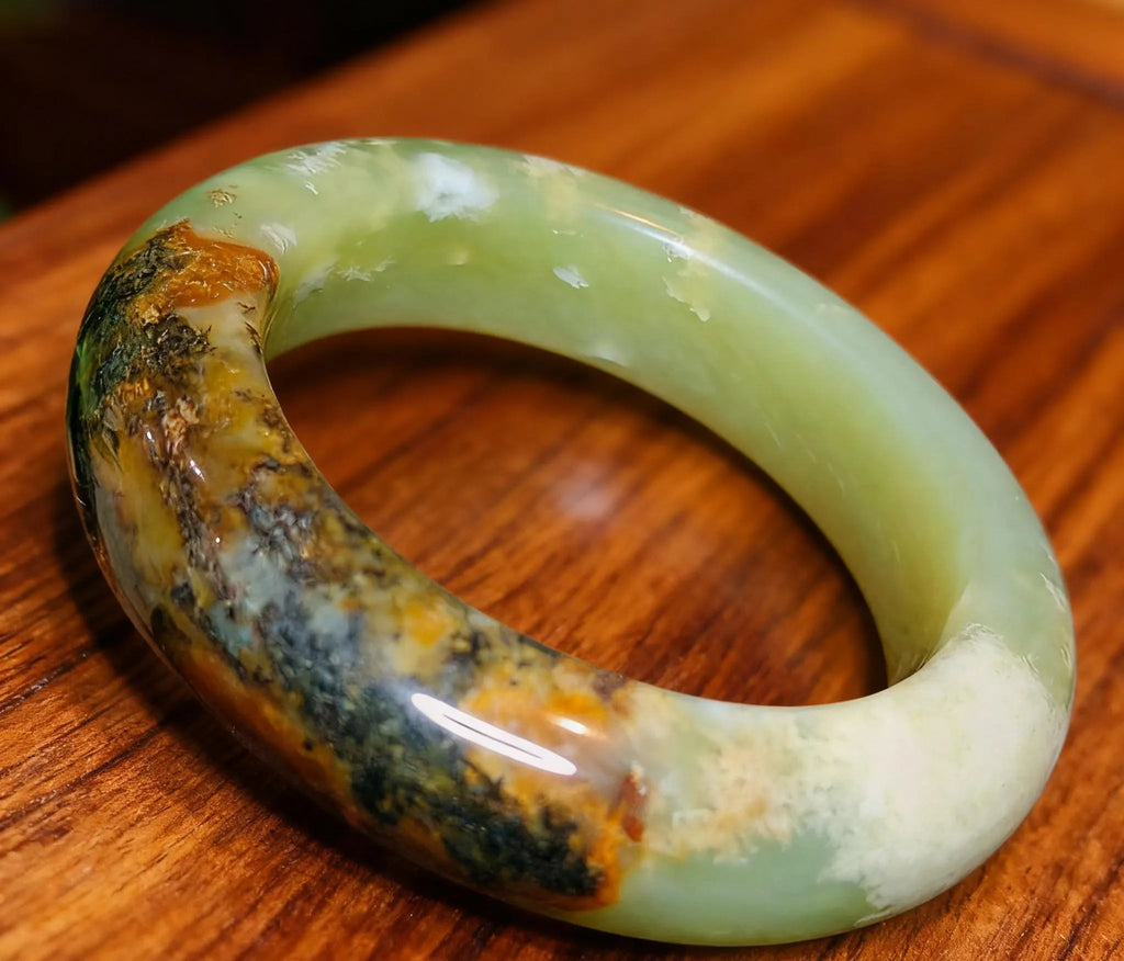 Certified Natural Xiuyan Jade Bangle | “Floating Flower & Natural Oil Painting Jade” 57.4mm SL551 SL Precious