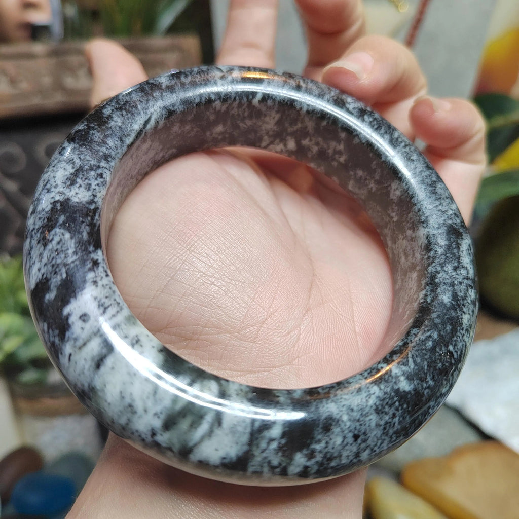 Certified Rare Large Natural Xiuyan Jade Bangle “Ink Cloud Elegance” 59.9mm | SL553 SL Precious