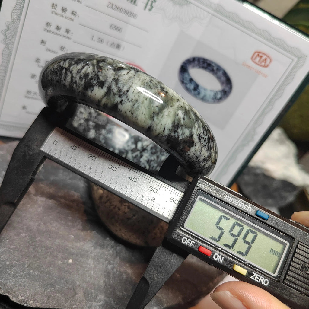 Certified Rare Large Natural Xiuyan Jade Bangle “Ink Cloud Elegance” 59.9mm | SL553 SL Precious