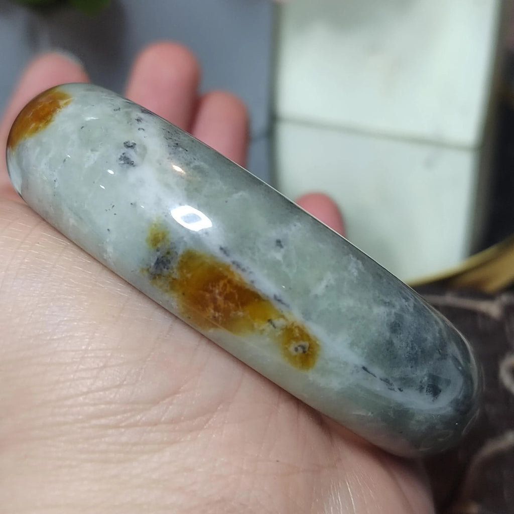 Certified Natural Xiuyan Golden Mark Jade Bangle “Ink & Gold Harmony” 57.5mm | SL554 SL Precious