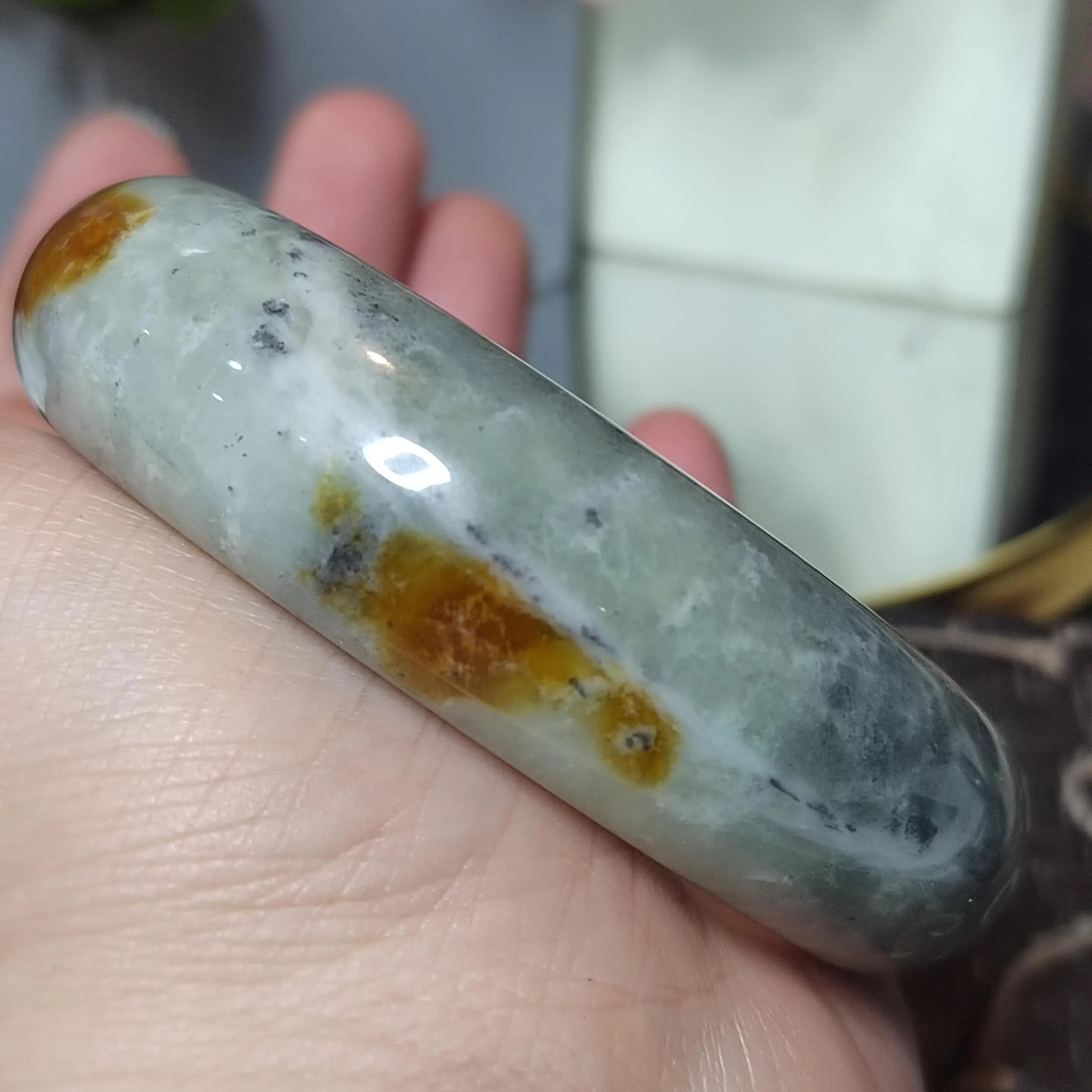 Certified Natural Xiuyan Golden Mark Jade Bangle “Ink & Gold Harmony” 57.5mm | SL554 SL Precious