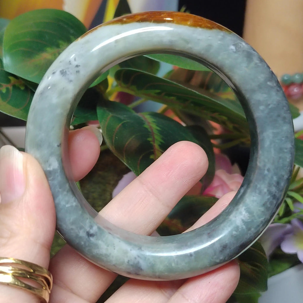 Certified Natural Xiuyan Golden Mark Jade Bangle “Ink & Gold Harmony” 57.5mm | SL554 SL Precious