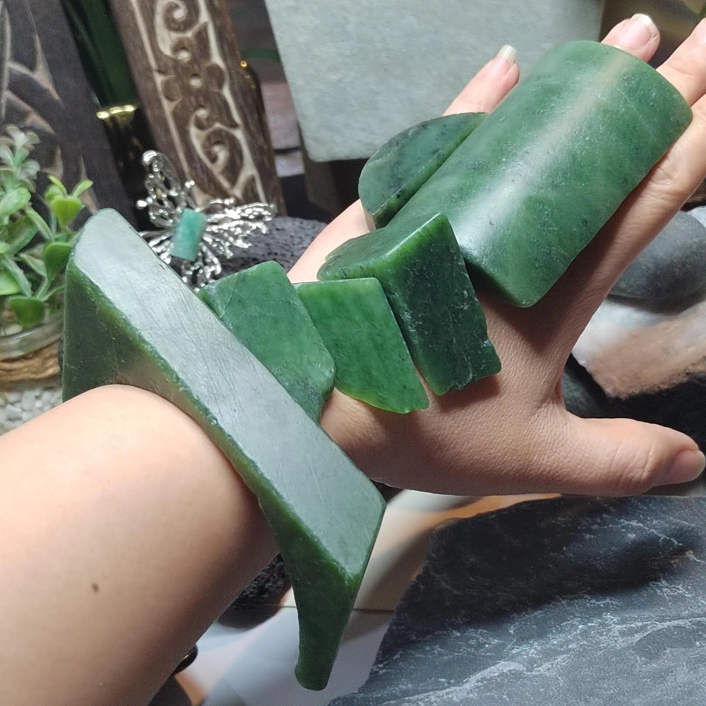 Nephrite Jade Raw Fragments • 442g Jewelry Making & Carving Offcuts SL535 SL Precious