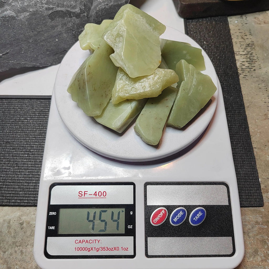 Nephrite Jade Raw Fragments • Huangkou Ice-Yellow with Water Grass Flower Pattern (454g) SL536 SL Precious