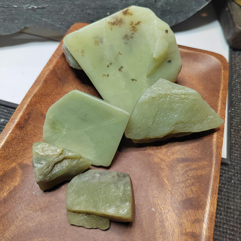 Nephrite Jade Raw Fragments • Huangkou Ice Yellow, Water Grass Flower Pattern 453g SL537 SL Precious
