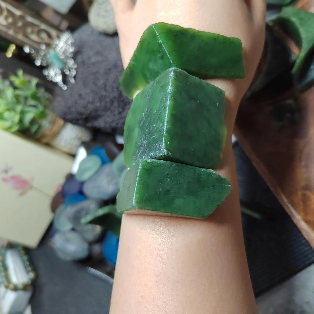 Natural DIY Green Nephrite Jade Raw Fragments · 446g Offcuts | SL538 SL Precious