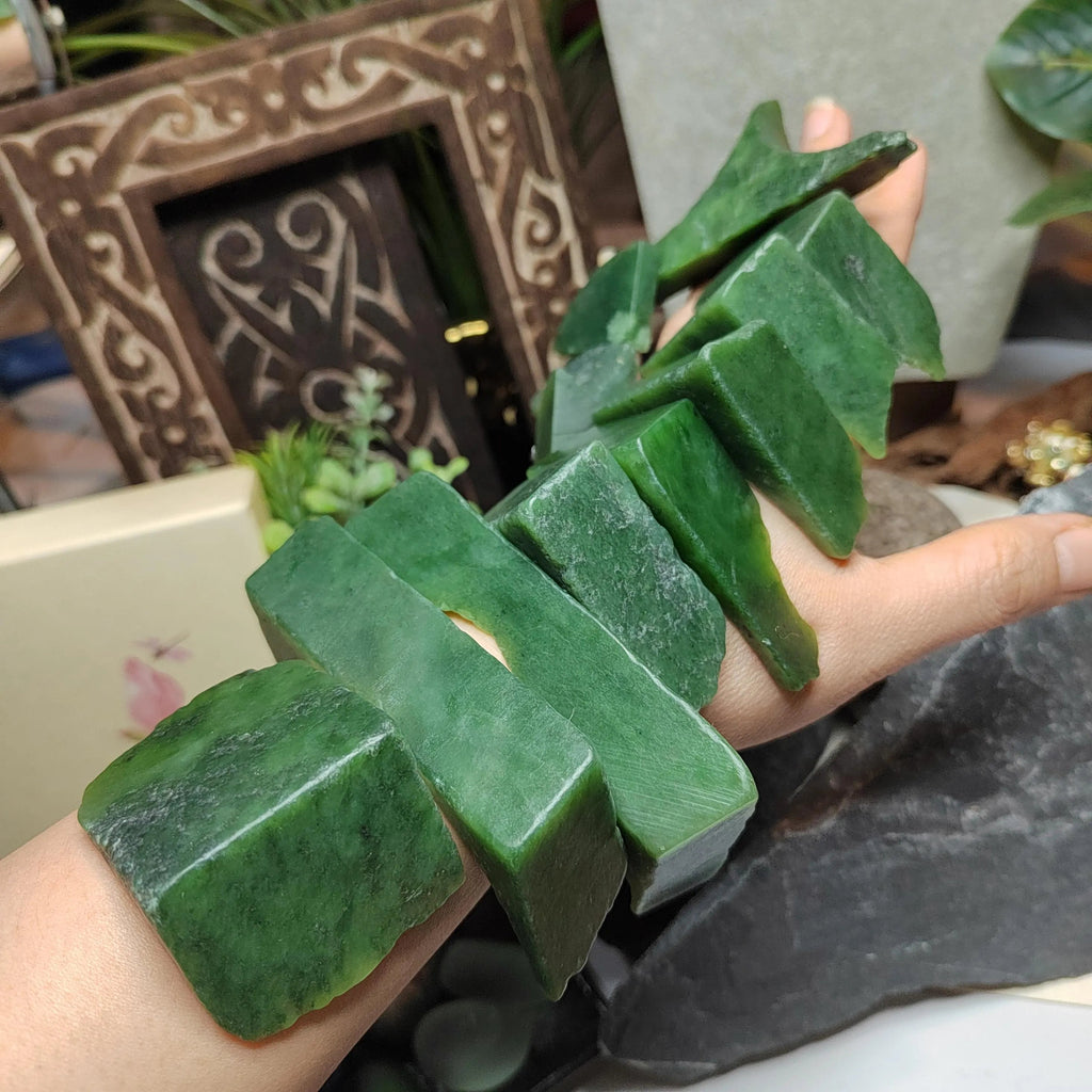 Natural DIY Green Nephrite Jade Raw Fragments · 446g Offcuts | SL538 SL Precious