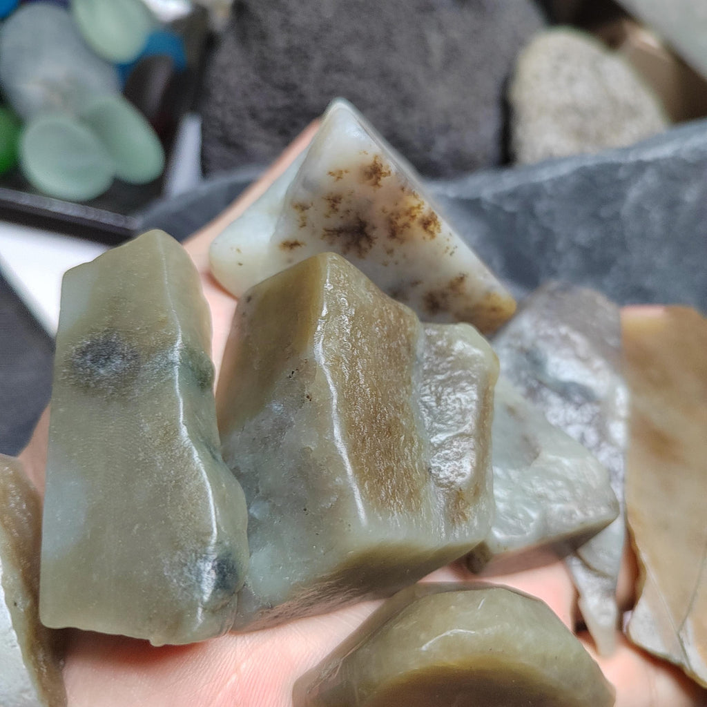 Natural DIY Nephrite Jade Raw Fragments · 476g Sugar Brown with Shuicao 花 Pattern | SL539 SL Precious