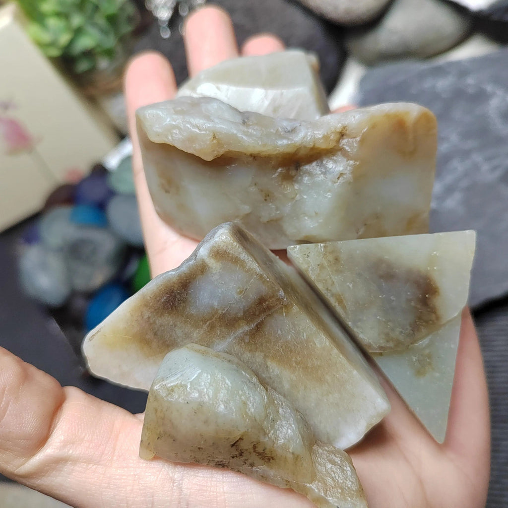 Natural DIY Nephrite Jade Raw Fragments · 485g Sugar Brown with Shuicao 花 Pattern | SL540 SL Precious