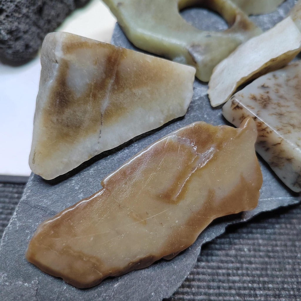 Natural DIY Nephrite Jade Raw Fragments · 485g Sugar Brown with Shuicao 花 Pattern | SL540 SL Precious