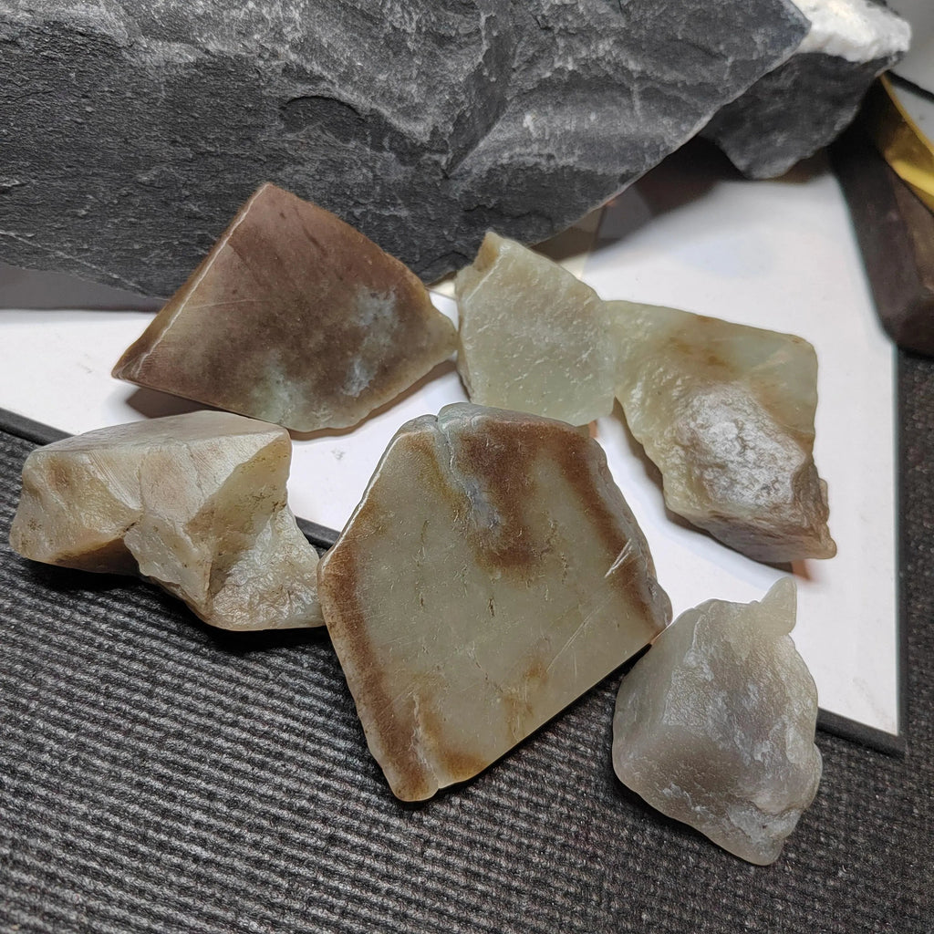 Natural DIY Nephrite Jade Raw Fragments · 443g Sugar Brown Tone | SL541 SL Precious