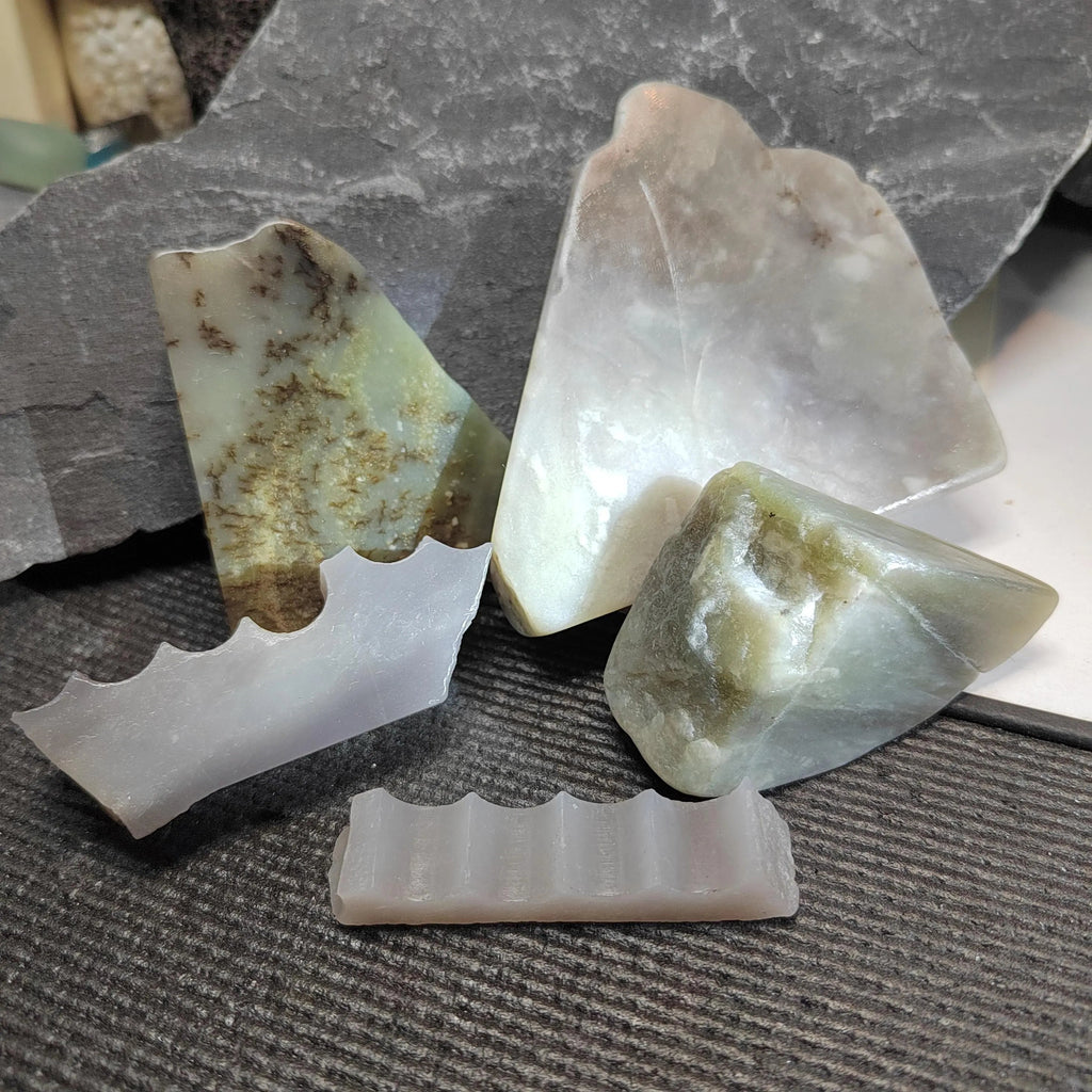 Natural DIY Nephrite Jade Raw Fragments · 467g Sugar Brown & Purple Smoke Mix | SL542 SL Precious