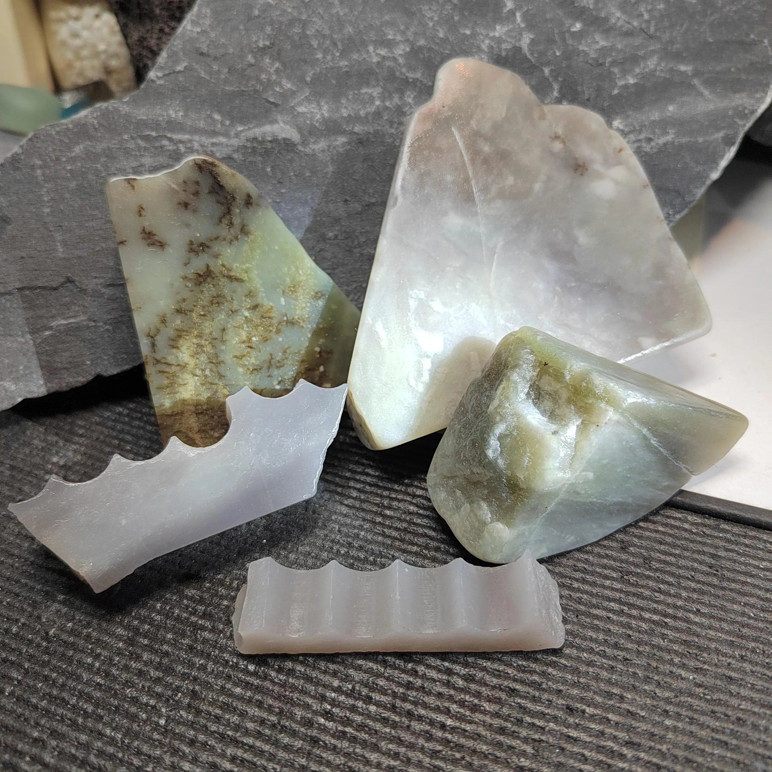Natural DIY Nephrite Jade Raw Fragments · 467g Sugar Brown & Purple Smoke Mix | SL542 SL Precious