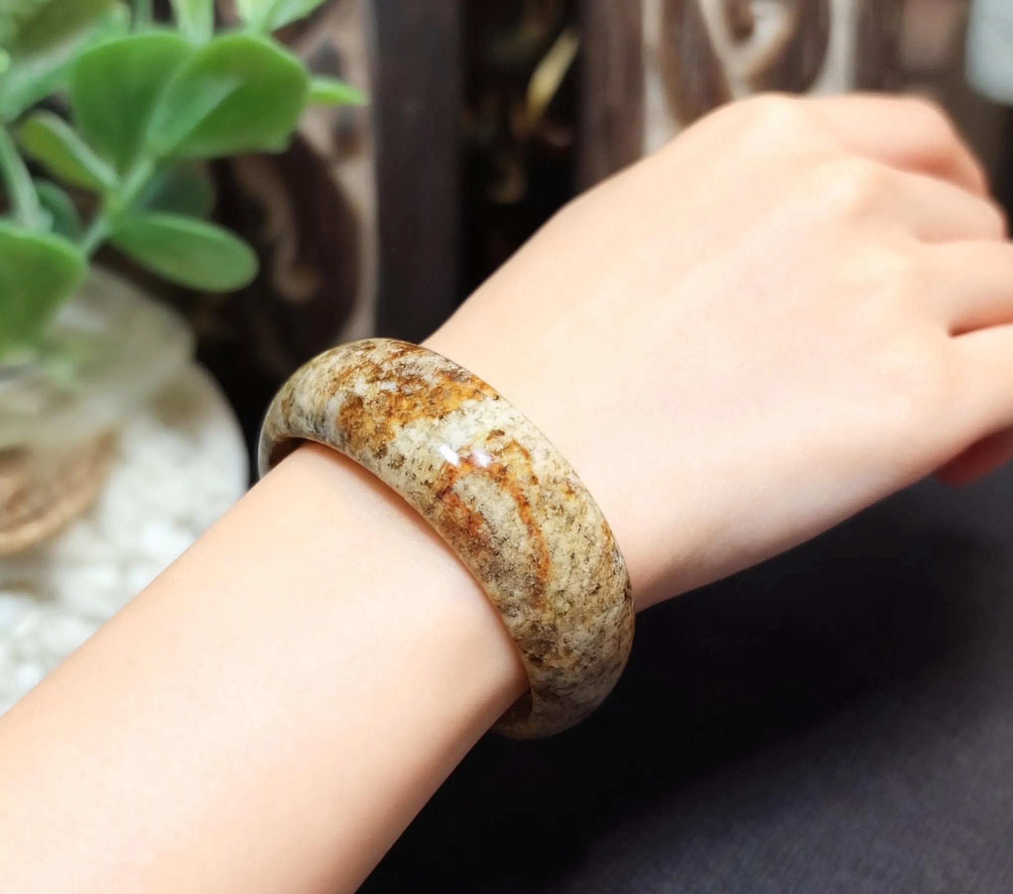 Certified Large Beautiful Natural Rustic Xiuyan Jade Bangle 57.2mm | SL555 SL Precious