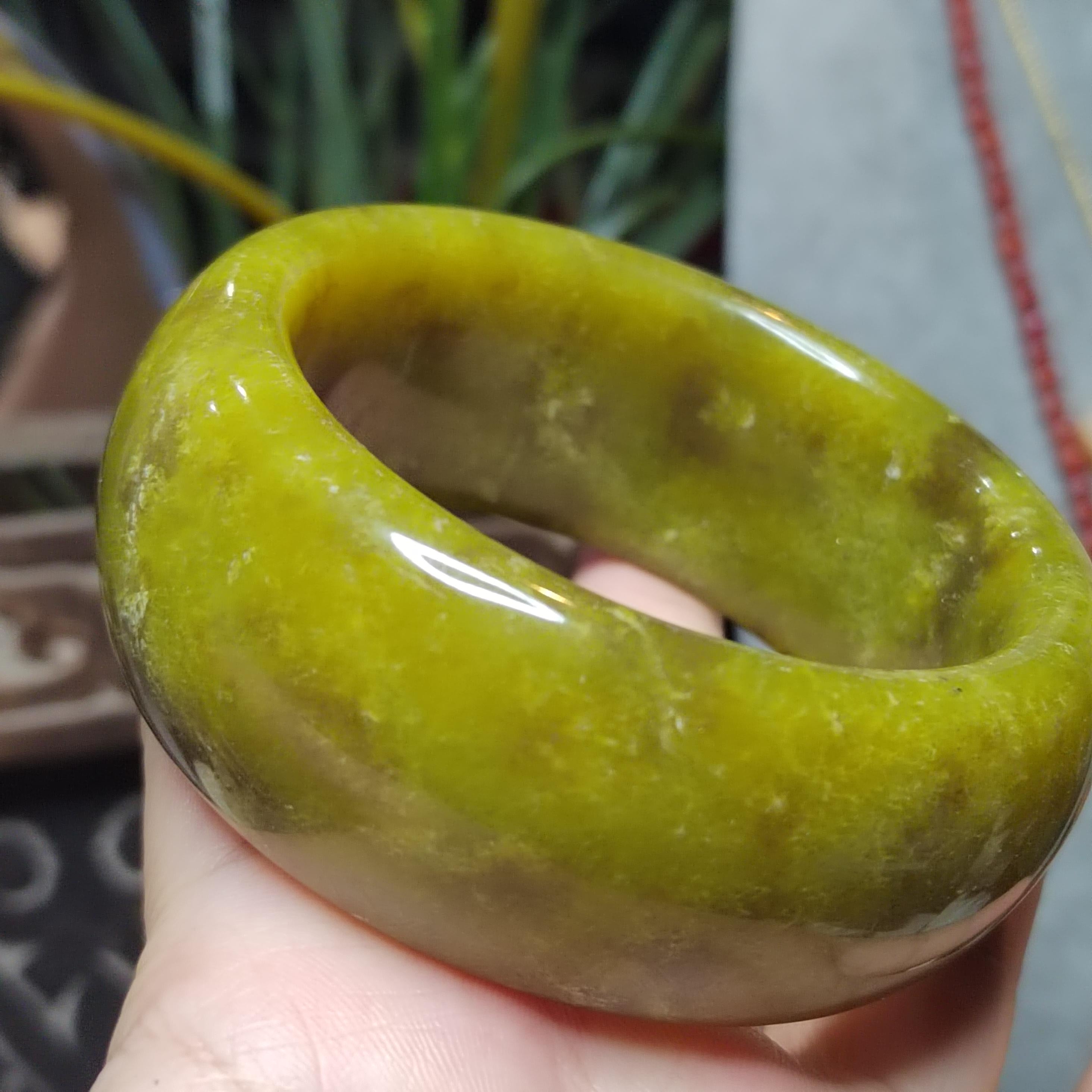 Certified Lemon Yellow Floating Flower Natural Xiuyan Jade Bangle 58.9mm Inner | SL556 SL Precious