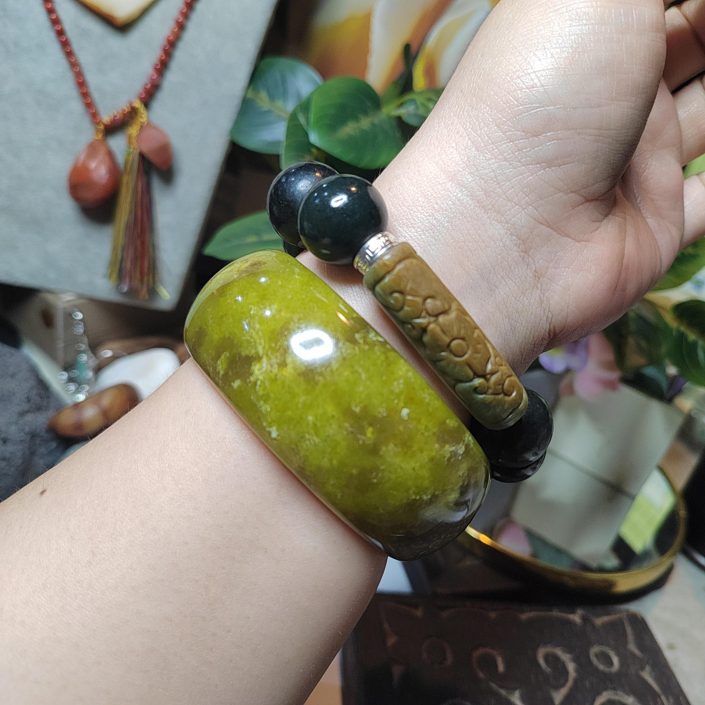 Certified Lemon Yellow Floating Flower Natural Xiuyan Jade Bangle 58.9mm Inner | SL556 SL Precious
