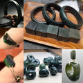 Natural DIY Nephrite Jade 半成品 Offcuts · 3 Bangles + 5 Squares · 368g Deep Green | SL544 SL Precious