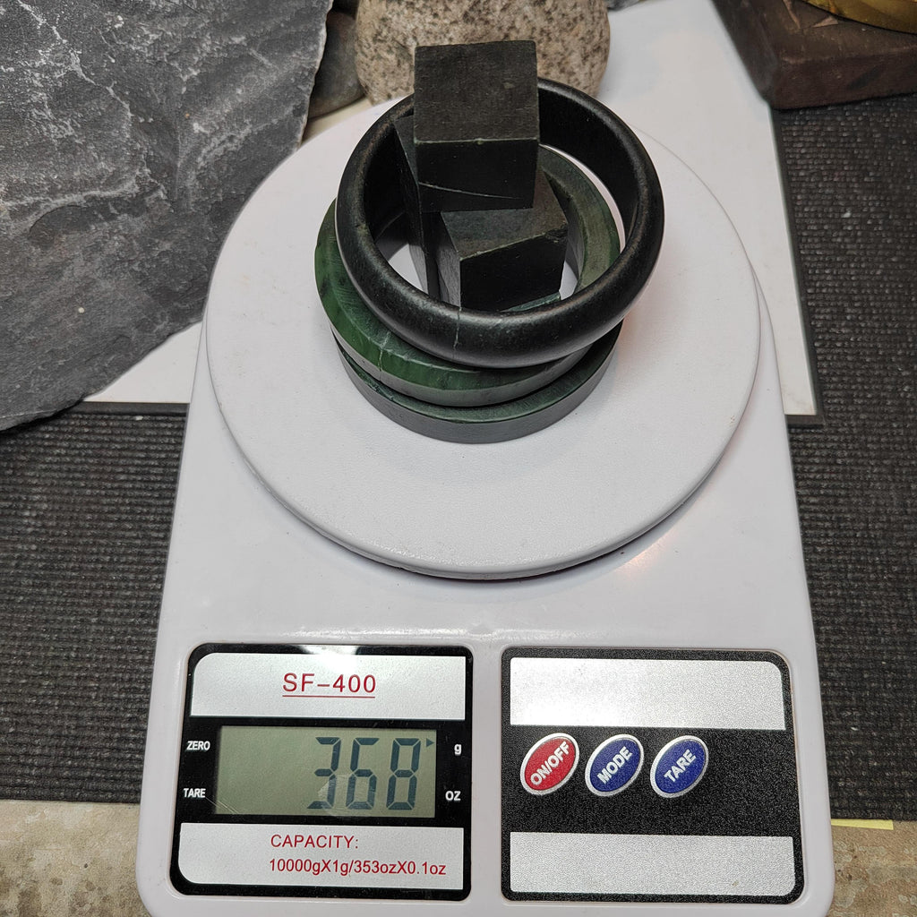 Natural DIY Nephrite Jade 半成品 Offcuts · 3 Bangles + 5 Squares · 368g Deep Green | SL544 SL Precious