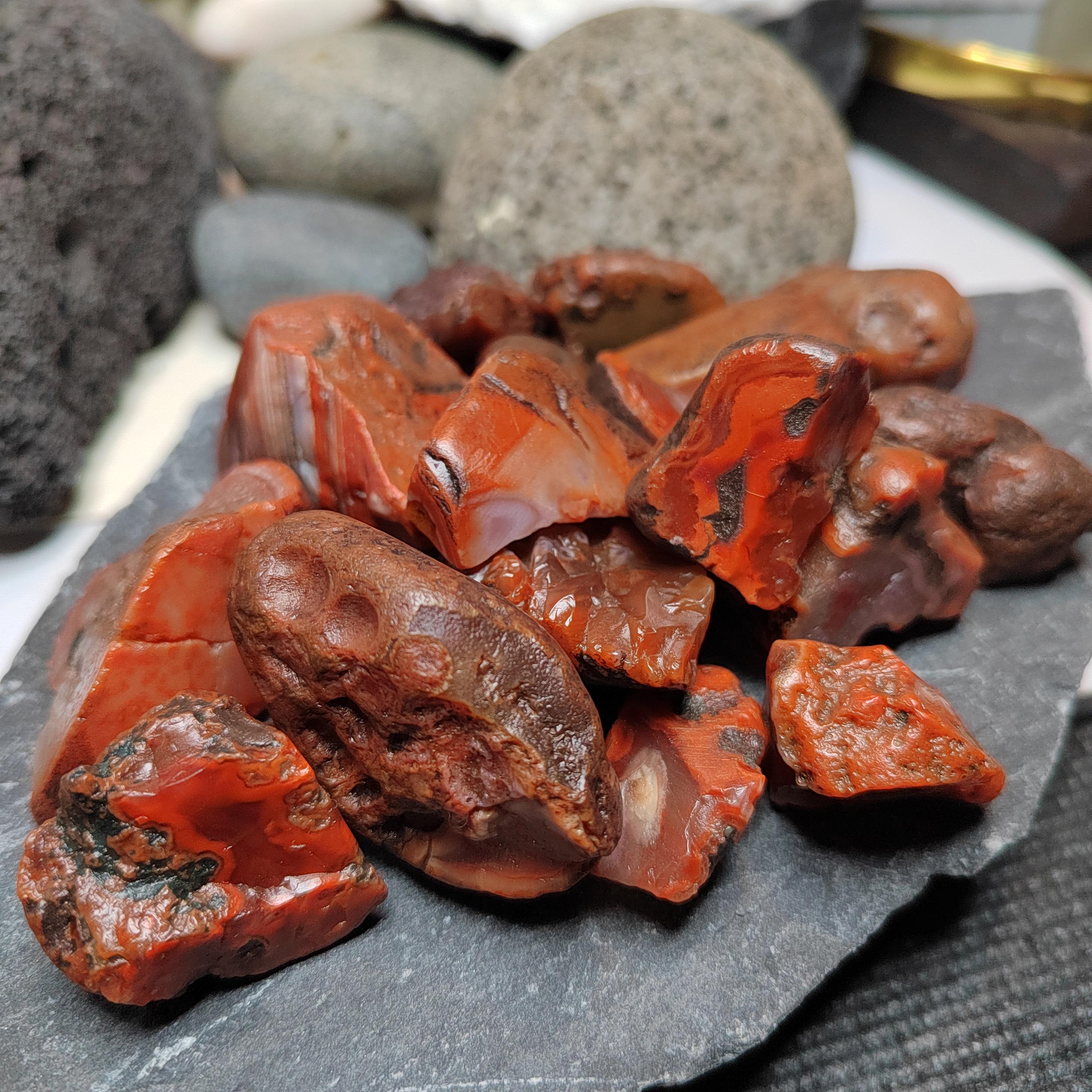 Rare Waxi Nanhong Agate Raw Stones · 427g · 17pcs Natural Uneven Cut | SL546 SL Precious