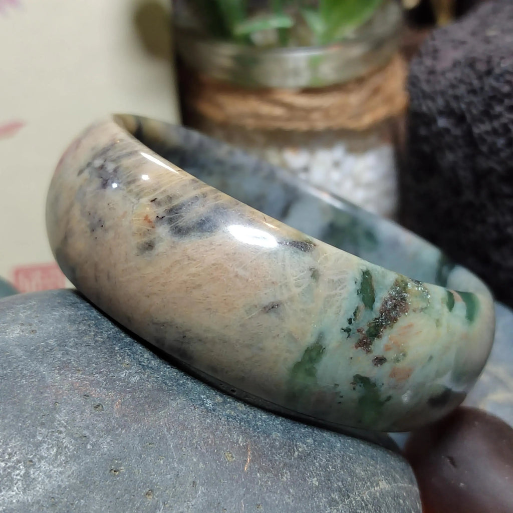 Certified Natural Xiuyan Jade Bangle 57.4mm – Autumn Bloom Design SL557 SL Precious