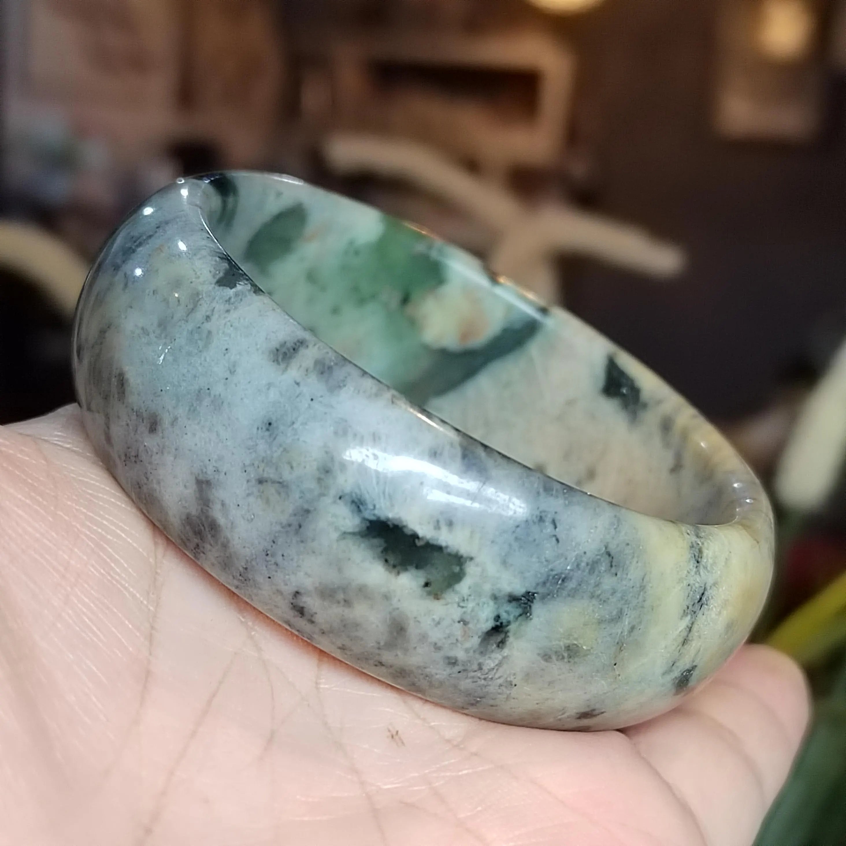 Certified Natural Xiuyan Jade Bangle 57.4mm – Autumn Bloom Design SL557 SL Precious