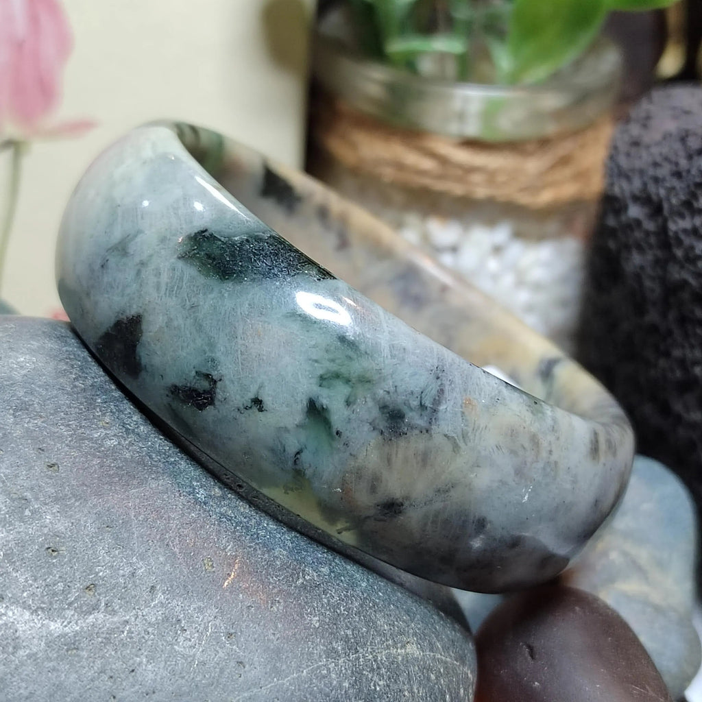 Certified Natural Xiuyan Jade Bangle 57.4mm – Autumn Bloom Design SL557 SL Precious