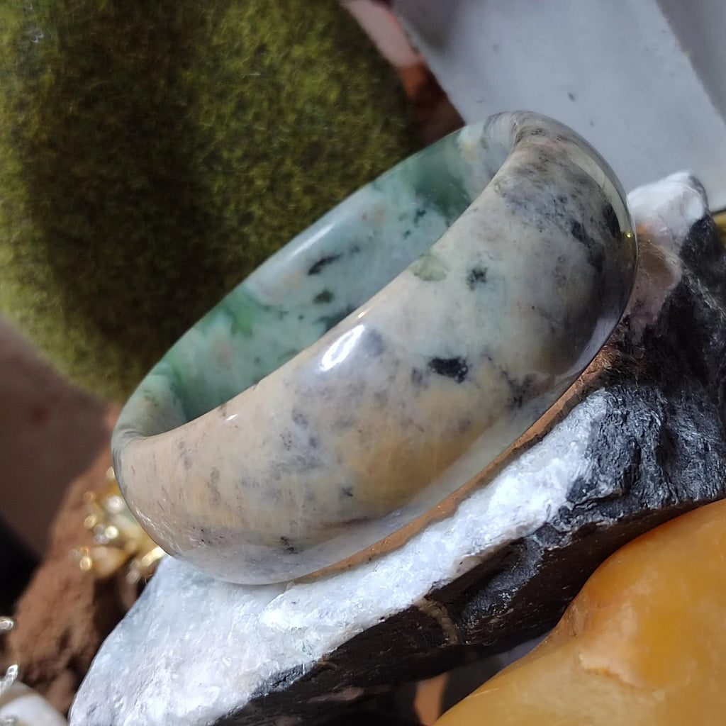 Certified Natural Xiuyan Jade Bangle 57.4mm – Autumn Bloom Design SL557 SL Precious