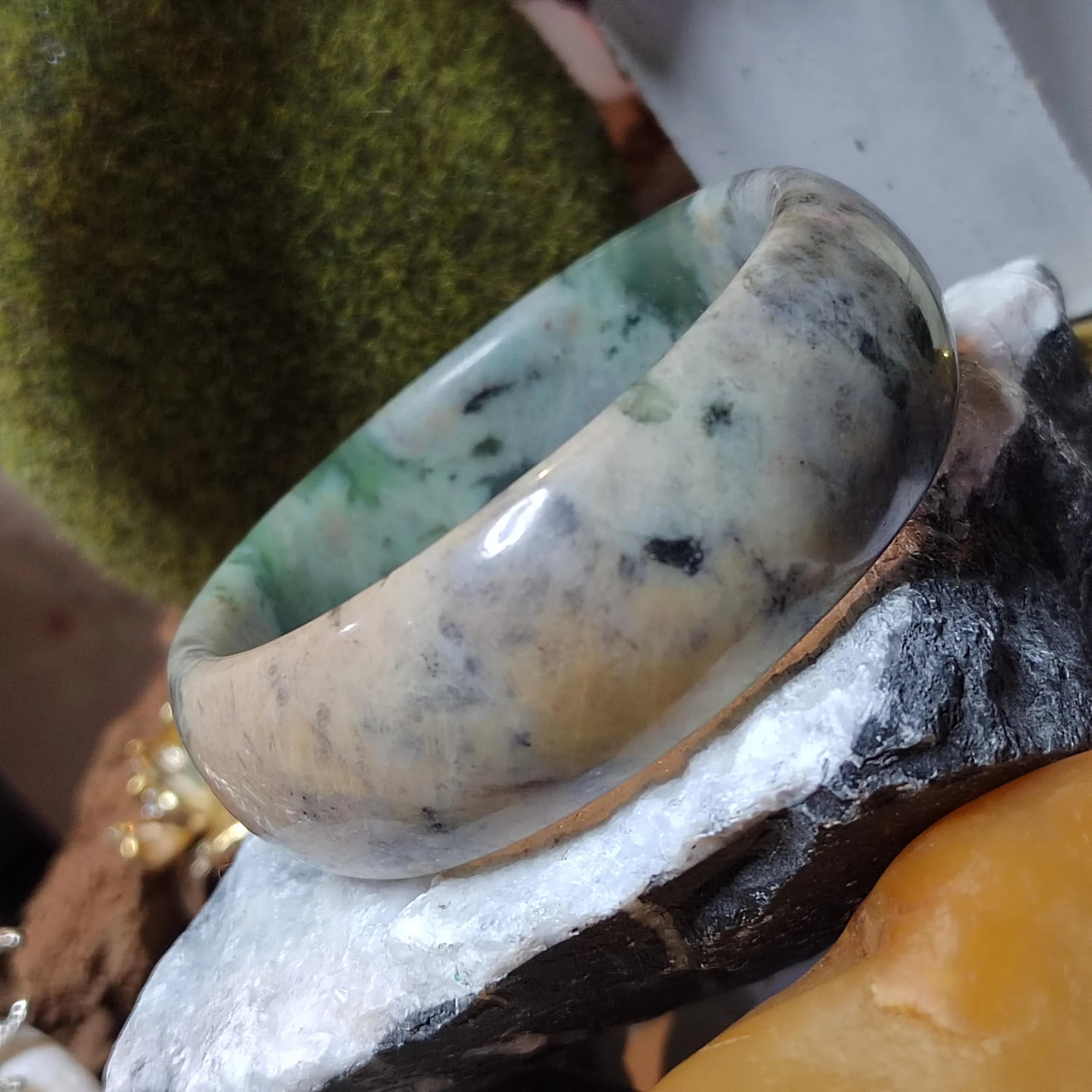 Certified Natural Xiuyan Jade Bangle 57.4mm – Autumn Bloom Design SL557 SL Precious