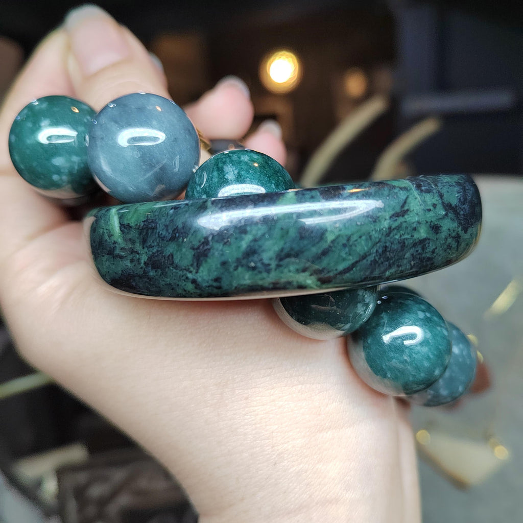 Certified Natural Xiuyan Jade Bangle 65.3mm – Ink Glow Forest SL558 SL Precious