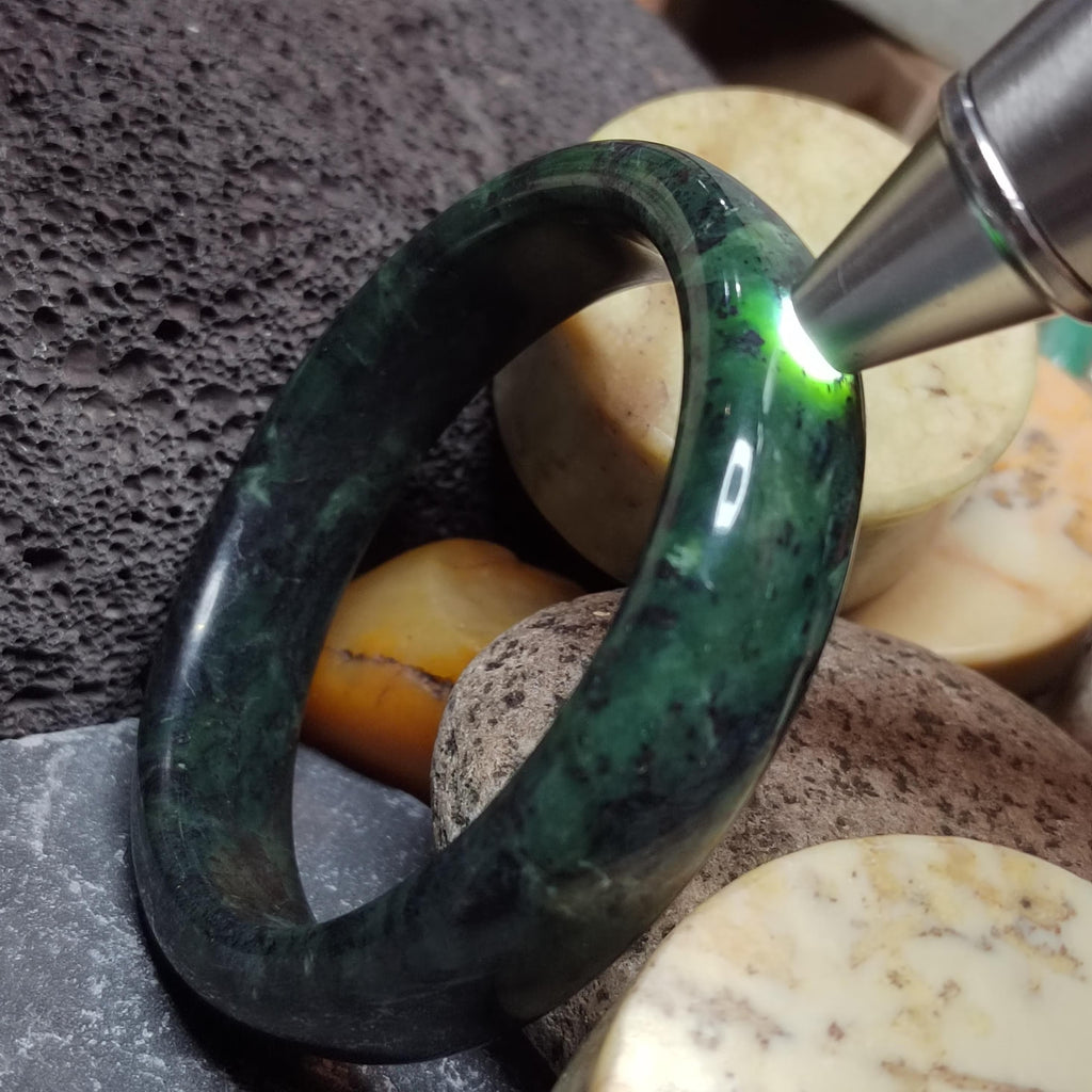 Certified Natural Xiuyan Jade Bangle 65.3mm – Ink Glow Forest SL558 SL Precious