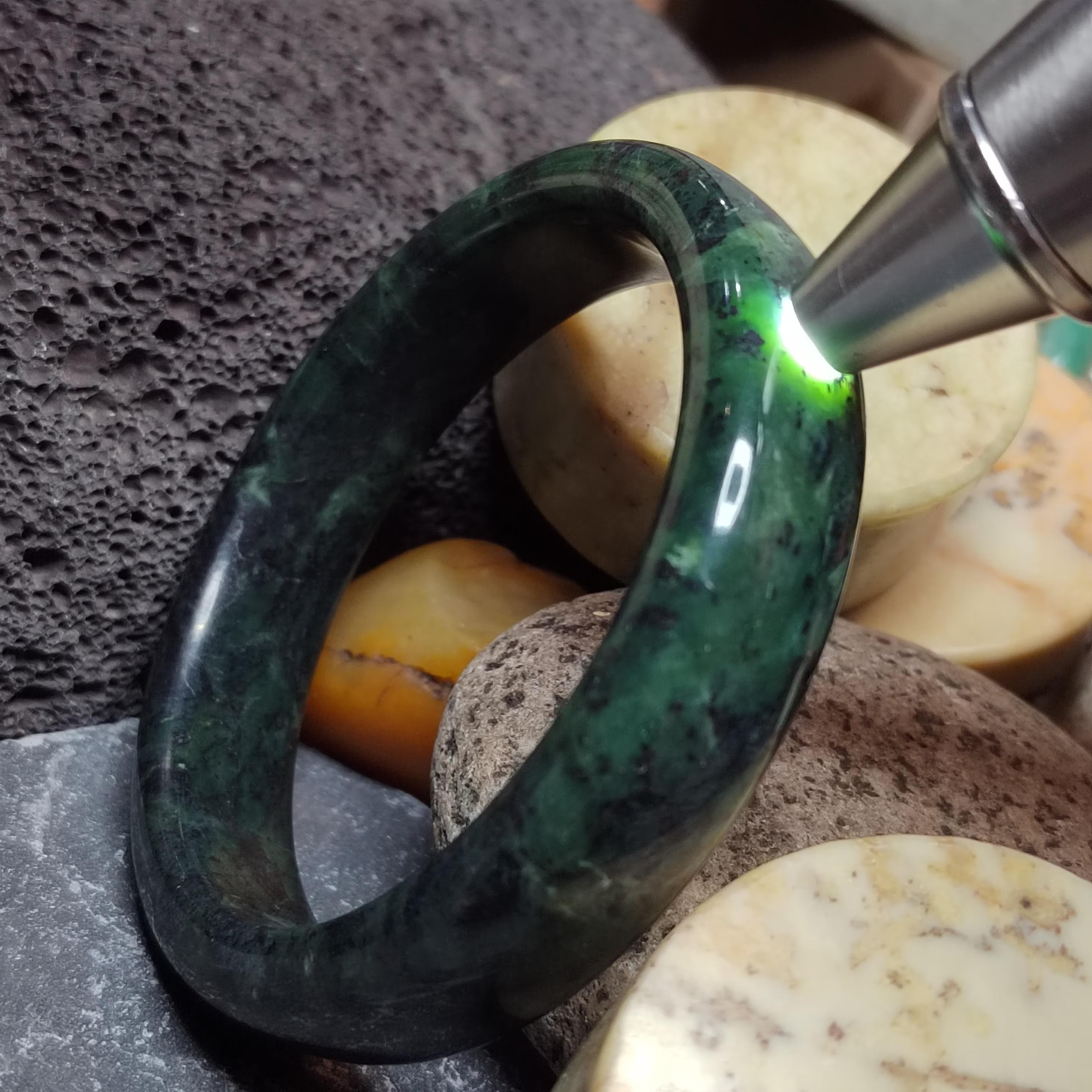 Certified Natural Xiuyan Jade Bangle 65.3mm – Ink Glow Forest SL558 SL Precious