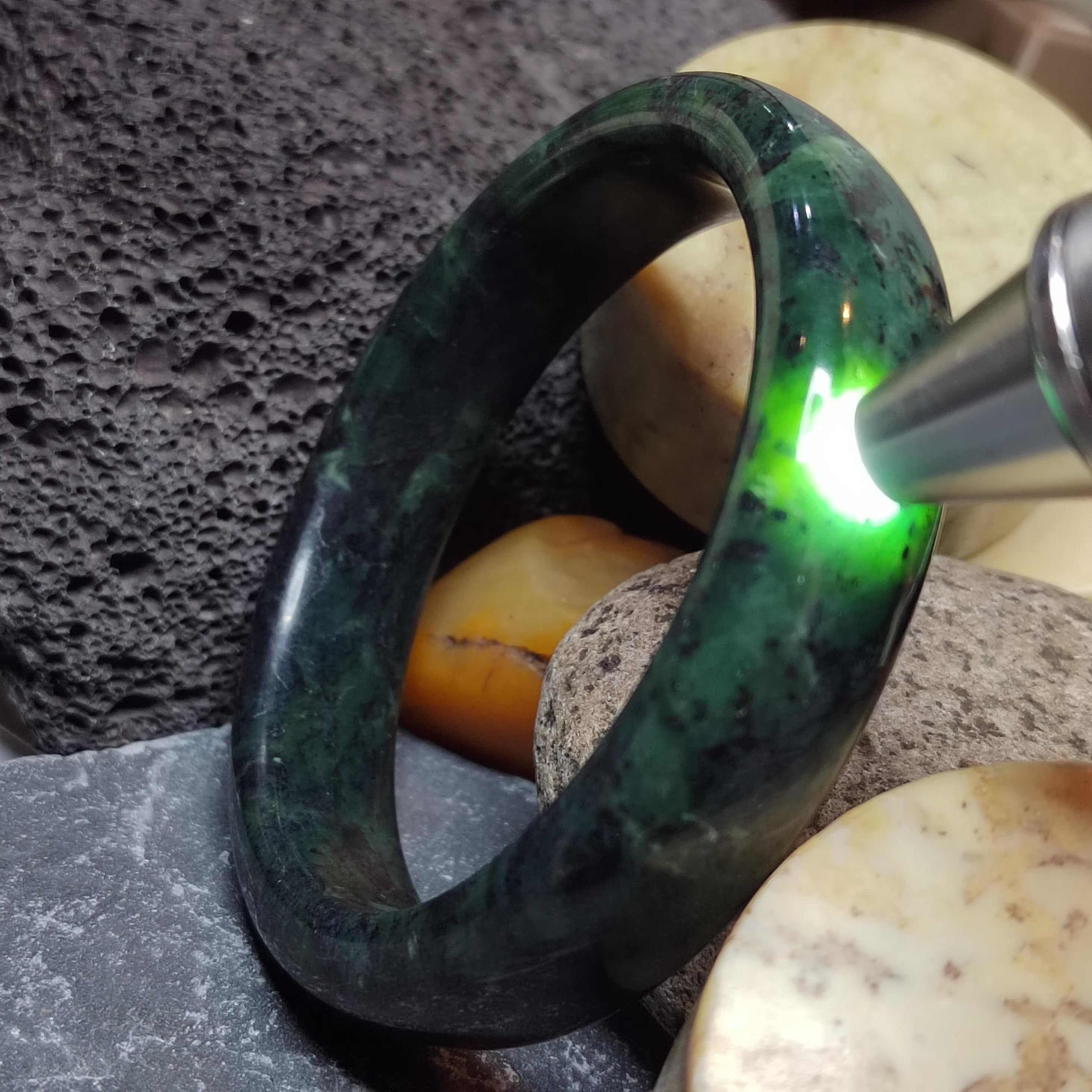 Certified Natural Xiuyan Jade Bangle 65.3mm – Ink Glow Forest SL558 SL Precious