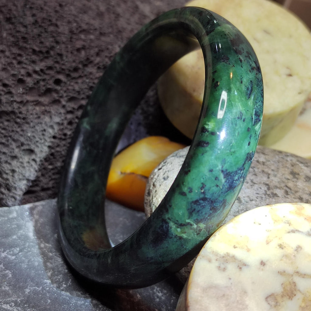 Certified Natural Xiuyan Jade Bangle 65.3mm – Ink Glow Forest SL558 SL Precious