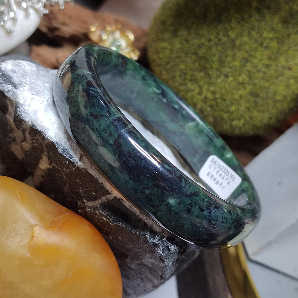 Certified Natural Xiuyan Jade Bangle 65.3mm – Ink Glow Forest SL558 SL Precious