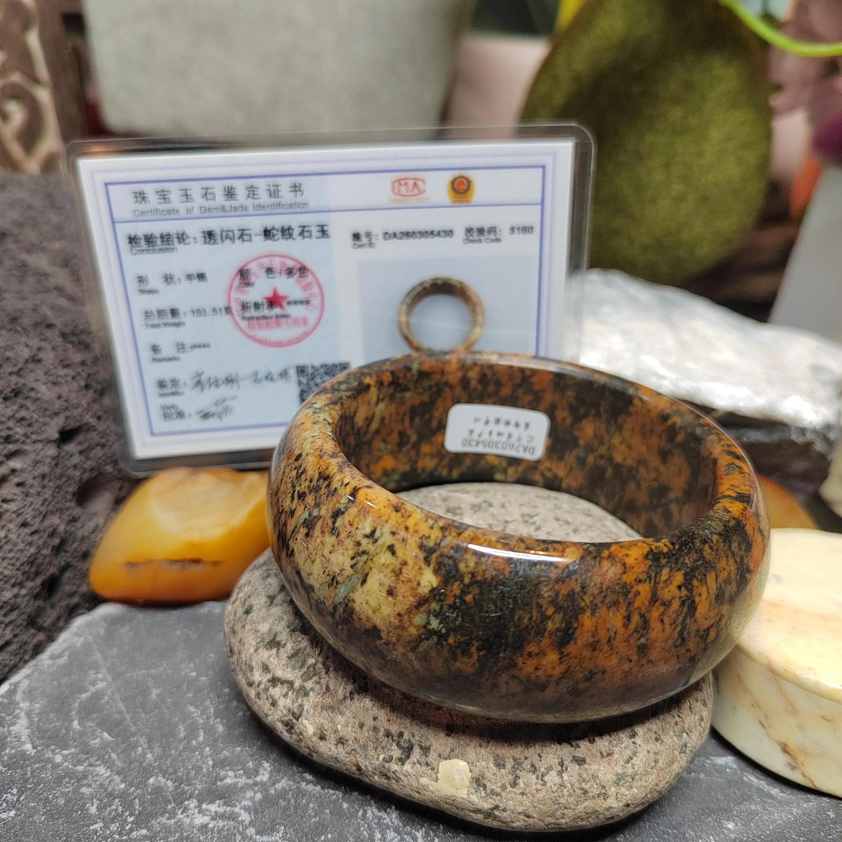 Certified Natural Xiuyan Jade Bangle 59.6mm | Ink‑Wash Harmony SL559 SL Precious