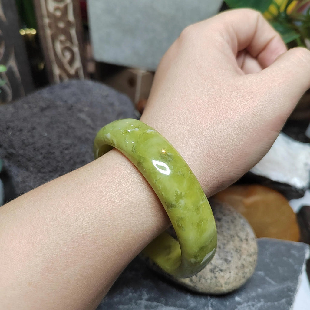 Certified Natural Unisex Apple Green Natural Xiuyan Jade Bangle 63.4mm | SL560 SL Precious