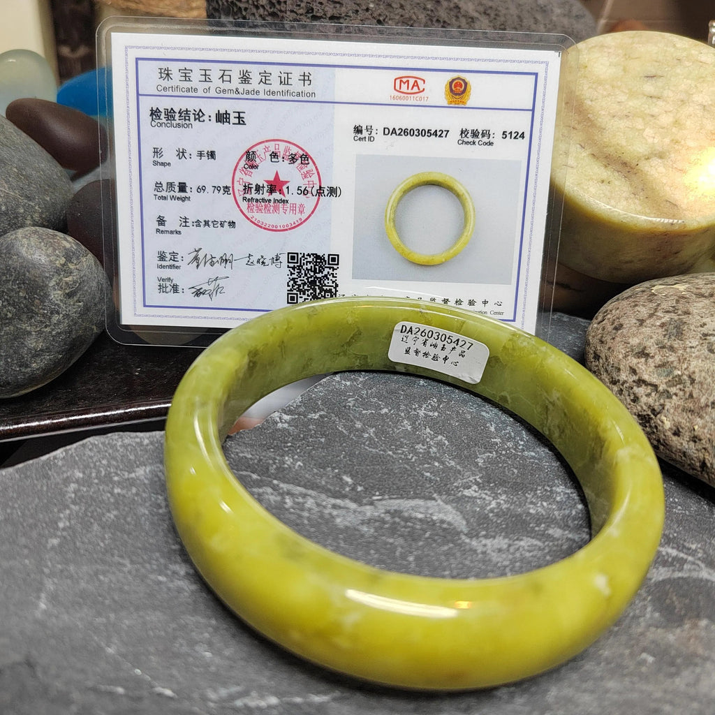 Certified Natural Unisex Apple Green Natural Xiuyan Jade Bangle 63.4mm | SL560 SL Precious