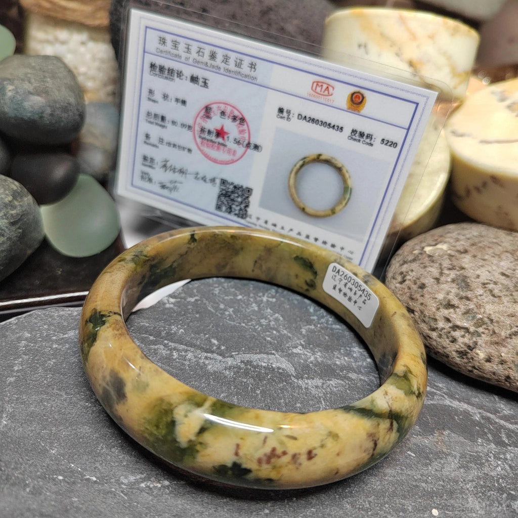 Certified Natural Xiuyan Jade Bangle “Tiger-Stripe Harmony” | Inner 64mm SL563 SL Precious