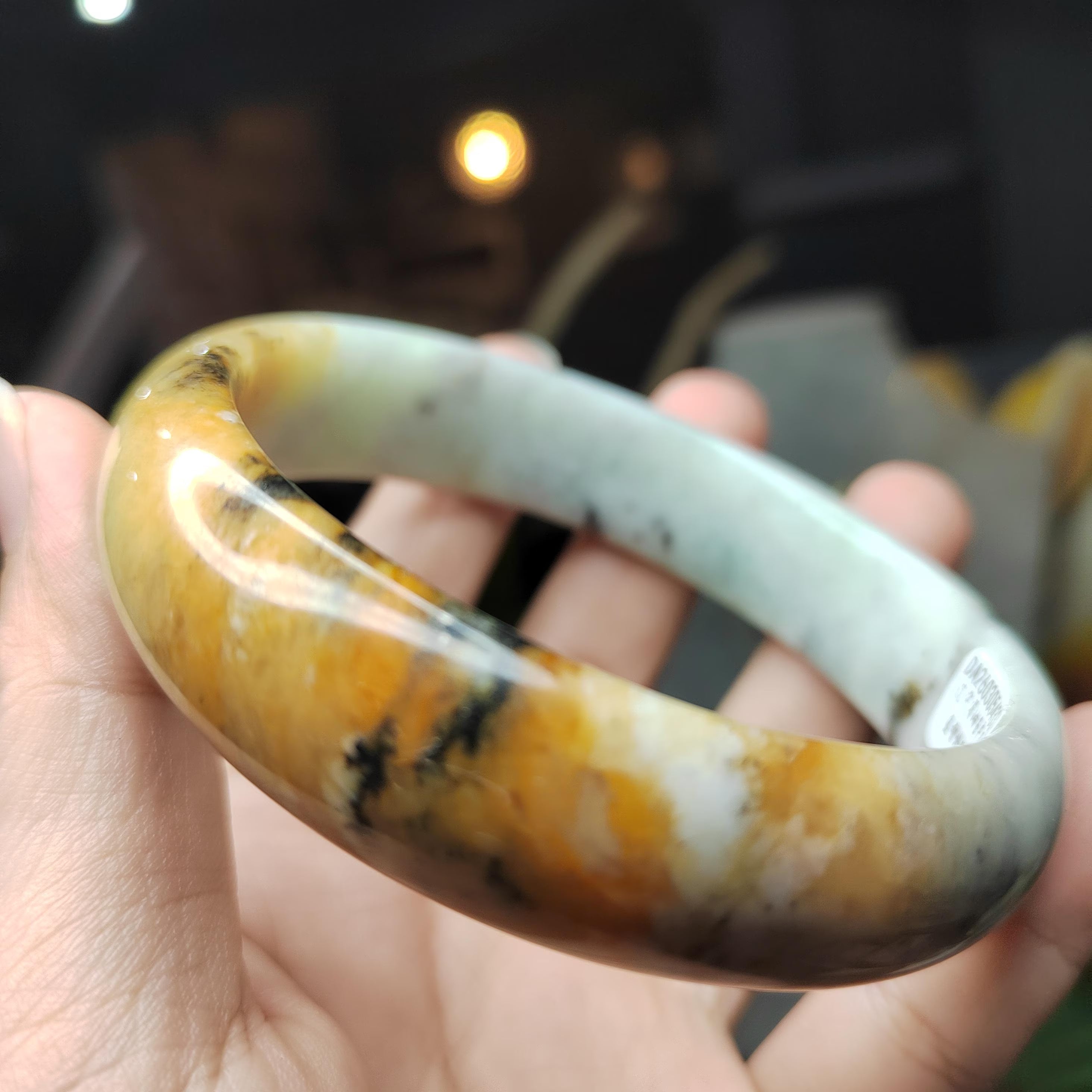 Certified Natural Xiuyan Jade Bangle “Ink & Amber Fortune” | Inner 64.8mm SL564 SL Precious