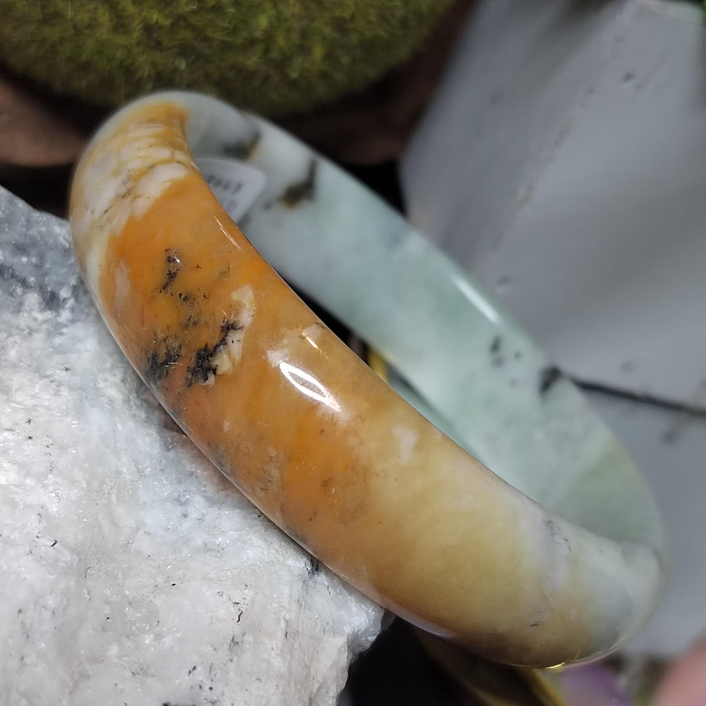 Certified Natural Xiuyan Jade Bangle “Ink & Amber Fortune” | Inner 64.8mm SL564 SL Precious