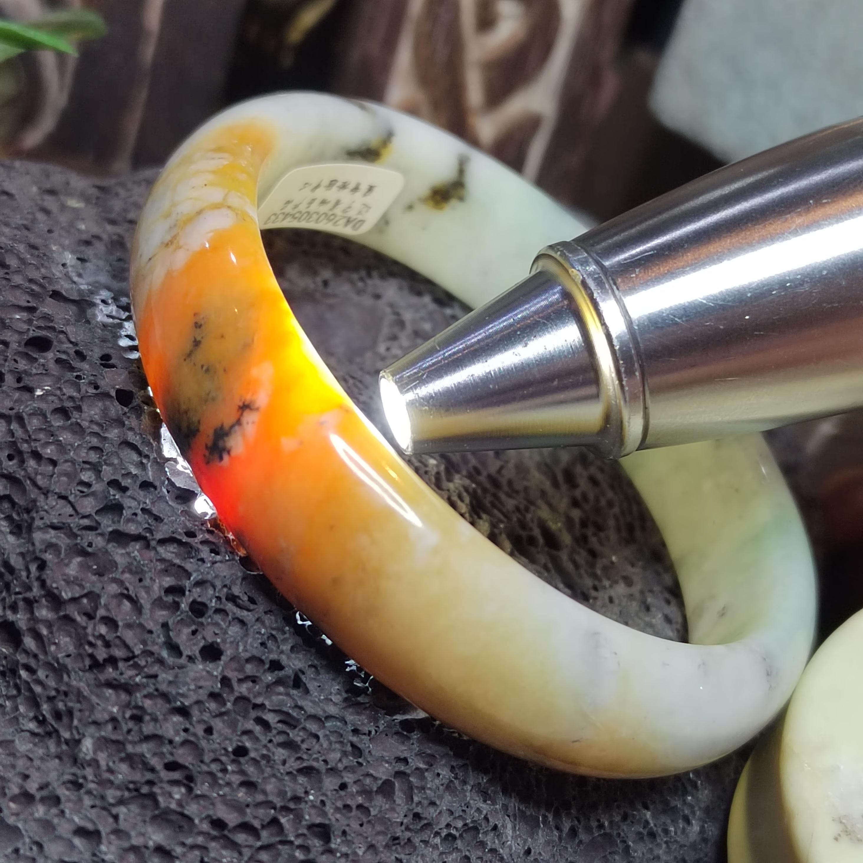 Certified Natural Xiuyan Jade Bangle “Ink & Amber Fortune” | Inner 64.8mm SL564 SL Precious