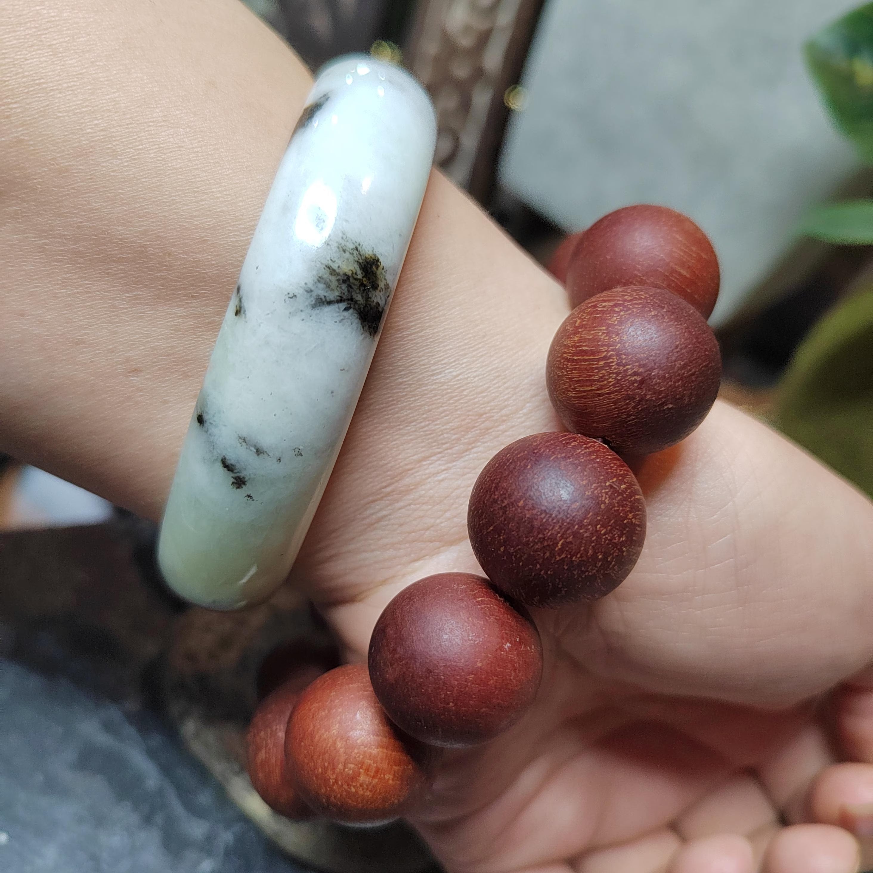 Certified Natural Xiuyan Jade Bangle “Ink & Amber Fortune” | Inner 64.8mm SL564 SL Precious