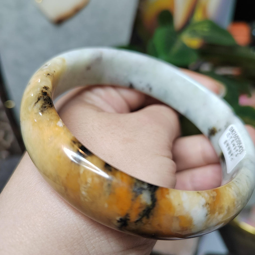 Certified Natural Xiuyan Jade Bangle “Ink & Amber Fortune” | Inner 64.8mm SL564 SL Precious